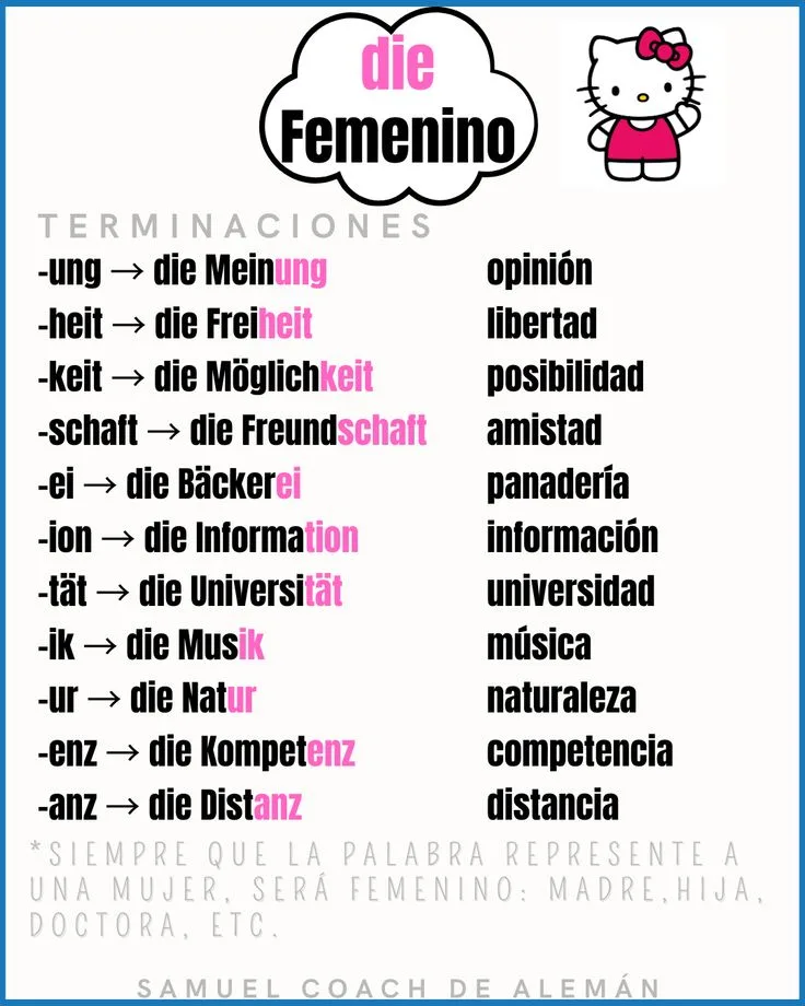 Palabras femeninas en alemán: terminaciones que siempre son die